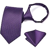 Hi-Tie Boys Tie Pre-Tied Pocket Square Set Adjustable Kids Neckties Age 7-11 Years School UniForm Graduation