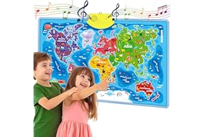 QUOKKA Educational Toys for Kids 5-7 Year Old - World Map Learning Wall Chart for Toddlers Age 3 4 6+ - Interactive Speech Therapy Poster Boy Girl - Autism Puzzle Game 8-10-12
