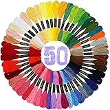 Wijavija Embroidery Floss Kit, 50 Skeins Cross Stitch Thread Rainbow Color Sewing Floss Starter Kit for Beginners DIY Crafts 
