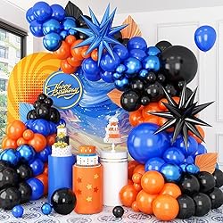 Black Orange Blue Balloon Arch Kit,Royal Blue Black