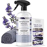 Therapy Stainless Steel Cleaner and Polish 100% USDA BioBased, Fingerprint and Residue Remover, Lavender Essential Oil Scent,