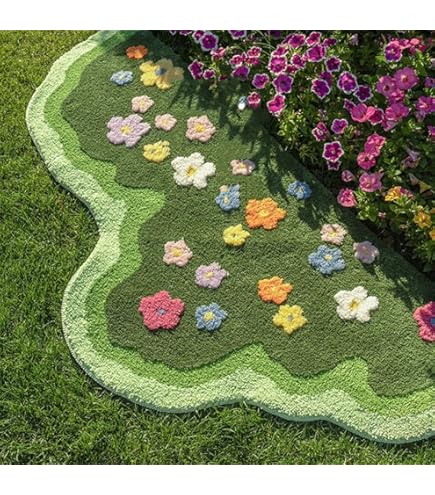 Floral Bath Rug YYINYXY Square Bathroom Rug 32x32 Inch - Microfiber ...
