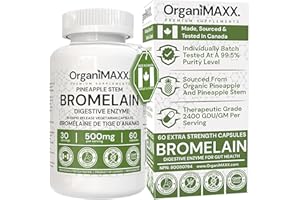 Bromelain Digestive Enzyme for Gut Health, 500mg Capsules, Pineapple Stem Bromelain Digestive Enzymes For Women and Men. Papa