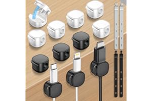 MOZOTER 𝟏𝟒𝐏𝐚𝐜𝐤 𝐔𝐩𝐠𝐫𝐚𝐝𝐞𝐝 Magnetic Cable Clips & Silicon Cable Ties,Cord Holder[ Cable Smooth Adjustable Desk Organizer],Under Desk Cable Management,Adhesive Home Office Wire Sets Holder Keeper