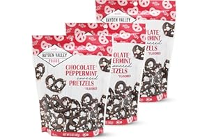 Hayden Valley Foods Chocolate Peppermint Covered Pretzels | 5 oz Bags (Pack of 3) | No Artificial Flavors, Preservatives or Colors | Sweet Holiday Snack