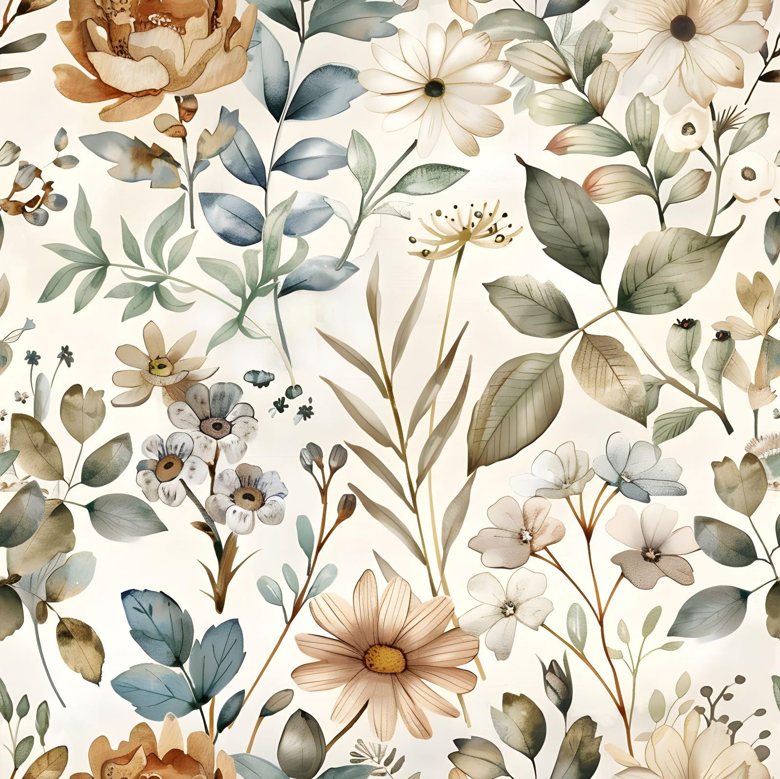 Photo 1 of **DIFFERENT PATTERN, SEE SECOND PHOTO**KDGHORMY Beige Floral Wallpaper Self Adhesive Peel and Stick Cream Blooming Watercolor Vivid Botanical Leaf Contact Paper Removable Waterproof for Bedroom Renter Friendly 17.71"x118.1"