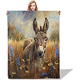Plistiz Donkey Throw Blanket for Women Girls Boys, Soft Flannel Blankets Gifts for Living Room Couch, Home, Sofa Decor, 50"x60"