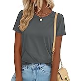 YUCOLEN T Shirts for Women Short Sleeve Crewneck Cotton Tops Summer UPF 50+ Casual Breathable Basic Tee Tshirt