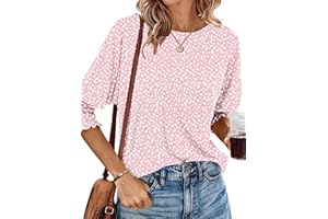 WNEEDU Women's Summer Tops Casual Crew Neck 3/4 Sleeve Shirts Dressy Ladies Tops 2026