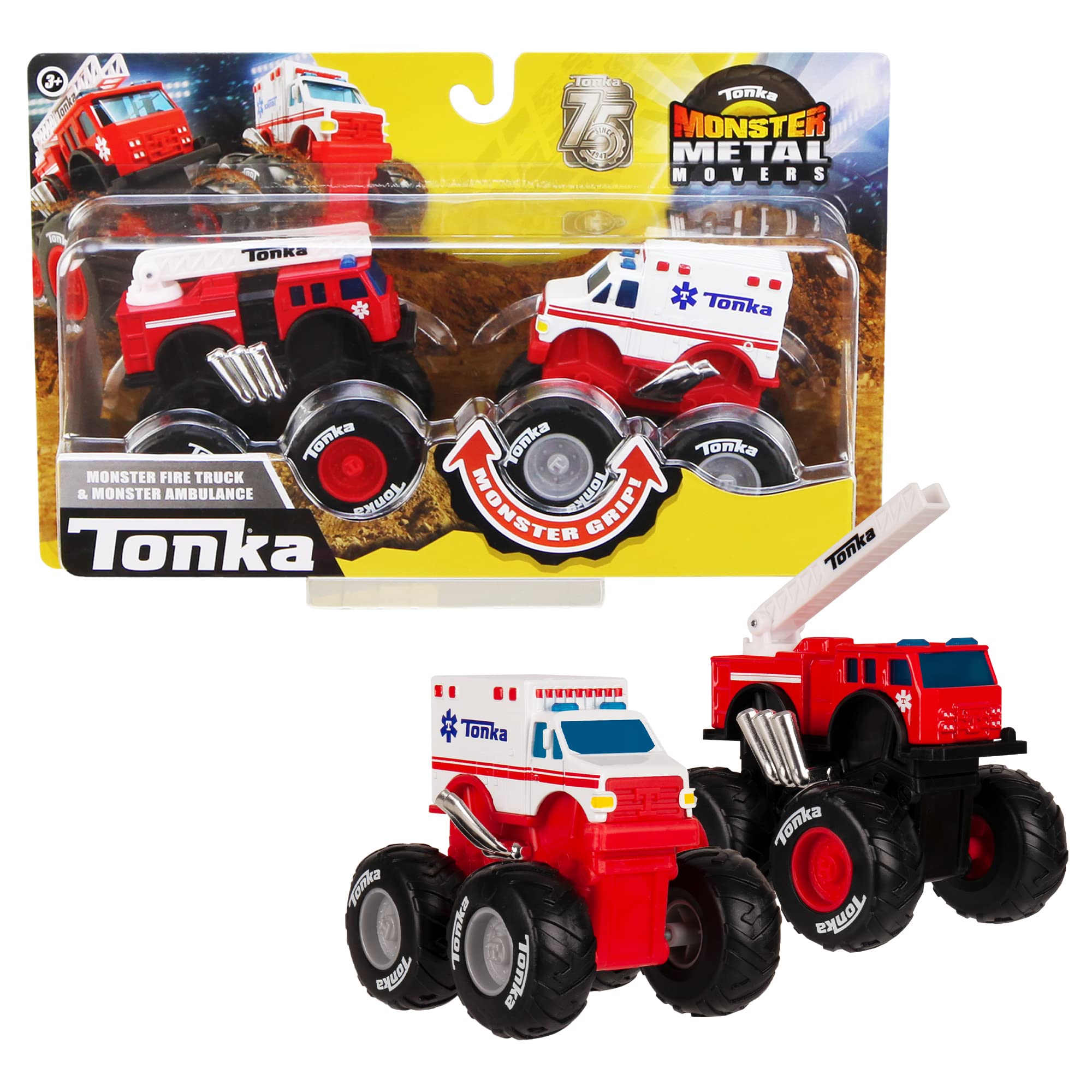 Basic Fun Tonka Monster Metal Movers | Emergency Fleet Combo Pack | Kids Construction Toys for Boys and Girls, Vehicle Toys for Creative Play, Motor Skill Development for Kids Ages 3 06163