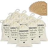 DÉCOCO 10 Wedding Favors Bachelorette Party Favor Hangover Kit Bags(4'' x 6'') and Gift Tags Hangovers Bag Cotton Drawstring 