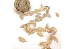 AIETSYEI Gold Lace Trim Venice Gold Lace Ribbon Metaillic Embroidery Lace Leaf Craft Lace for Sewing, Cake Fringe, Wedding Bridal Dress