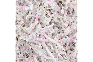 Mauproy 5oz Diamond White Crinkle Cut Paper Shred Filler, Gift Boxes Baskets Bags Filling Grass Confetti Stuffing for Bridesmaid Engagement Birthday Wedding Christmas