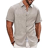 PJ Jones Mens Casual Shirts Short Sleeve Button Down Shirt Lightweight Summer Shirts