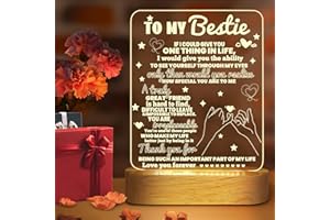 Linkax to My Bestie Gifts, Best Friend Birthday Gifts Ideas, Engraved Night Light Gifts for Best Friend Sister Boys & Girls Women BFF Birthday Holiday Friendship, Soft Warm LED Wooden Table Lamp