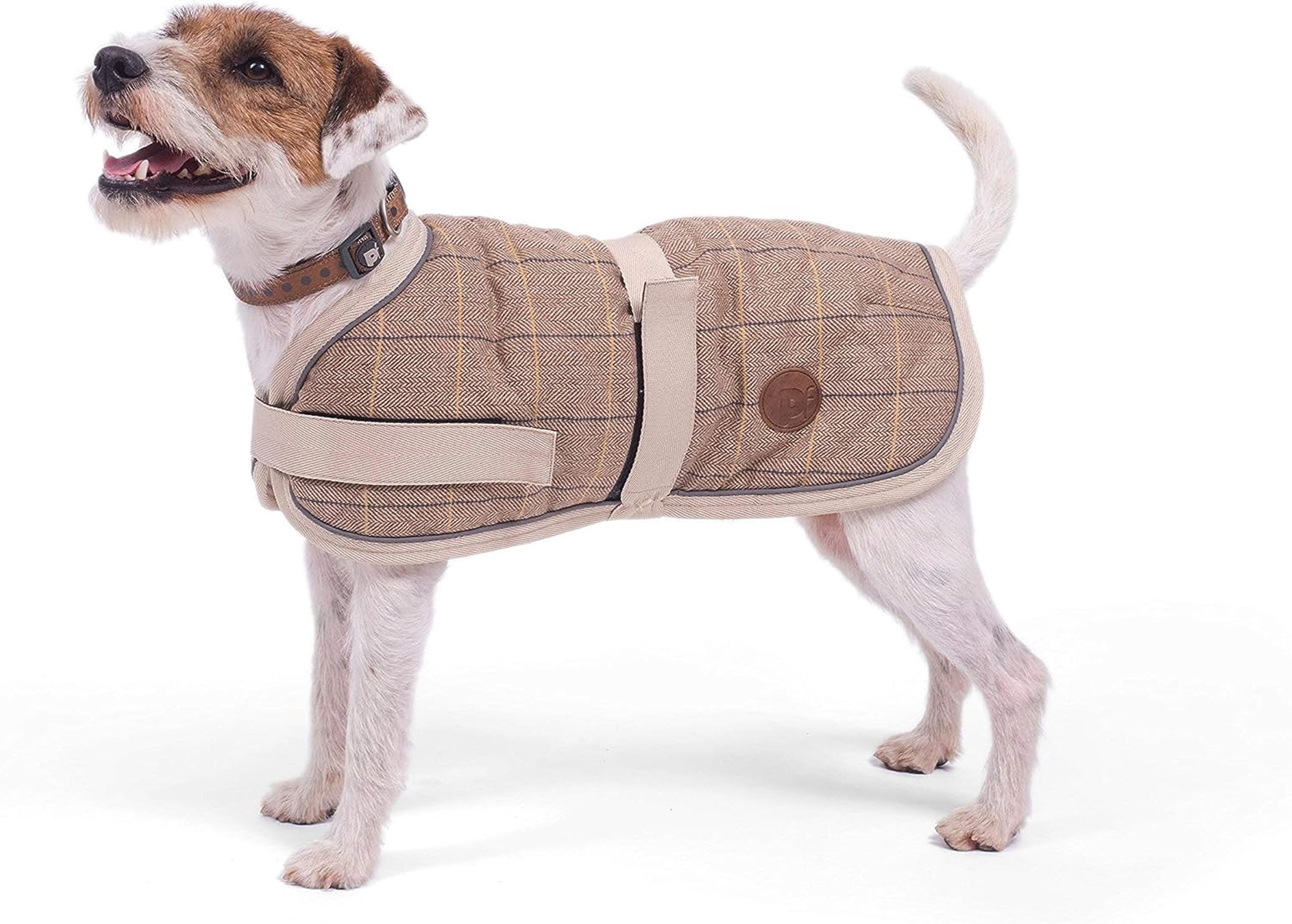 Petface Tan Tweed Dog Coat, 45 cm