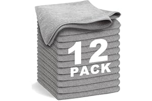 REUCLOTHIM Microfiber Cleaning Cloth 12 Pack Cleaning Towels,13"x13" Highly Absorbent Cleaning Supplies,Lint-Free Dusting Clo