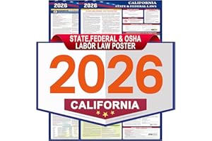 RSGIFT 2026 California State and Federal Labor Laws Poster Set- OSHA Compliant UV Waterproof Laminated 17" x 40" English Version 2PCS Folded - All in One Compliance Posting