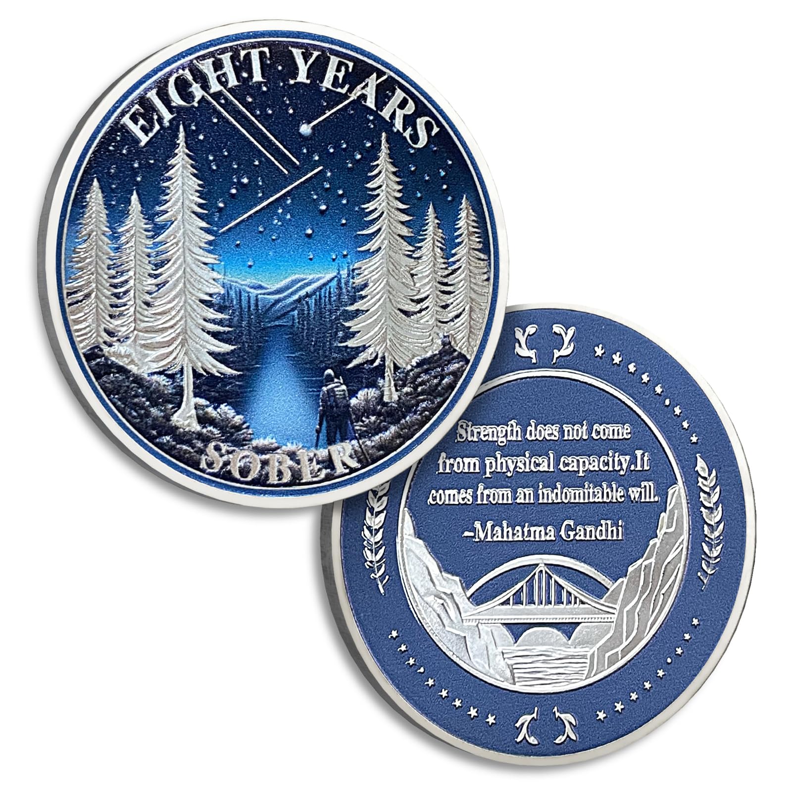 8 Years Sobriety Coin Eight Years Sober Forest Coins AA Chips and Medallion Alcoholics Anonymous Coin Recovery Anniversary Token Sobriety Gifts for Women Men