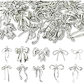 DanLingJewelry 40Pcs 10 Styles Platinum Color Alloy Bowknot Pendants Cute Butterfly Bow Charms for DIY Necklace Bracelet Earrings Jewelry Making