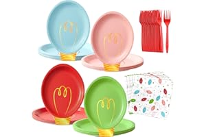 OUMUAMUA 75Pcs Christmas Plates Dinnerware Set Disposable, Heavy Duty Christmas Paper Plates and Napkins with Plastic Forks Party Supplies Serve 25, Light Bulb Design Dinnerware Set for Holiday Home Xmas Party