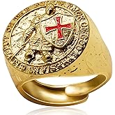 Yumikoo Mens Rings Copper Red Cross Rings for Men christian Knights Templar Put On The Whole Armor of God Ephesians