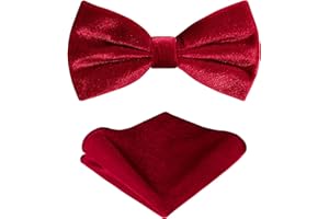 TIE G U STYLE TIE G Men's Glitter Velvet Bow Tie + Pocket Square Set in Gift Box for Wedding, Party : Glittering Effects, Unisex Design