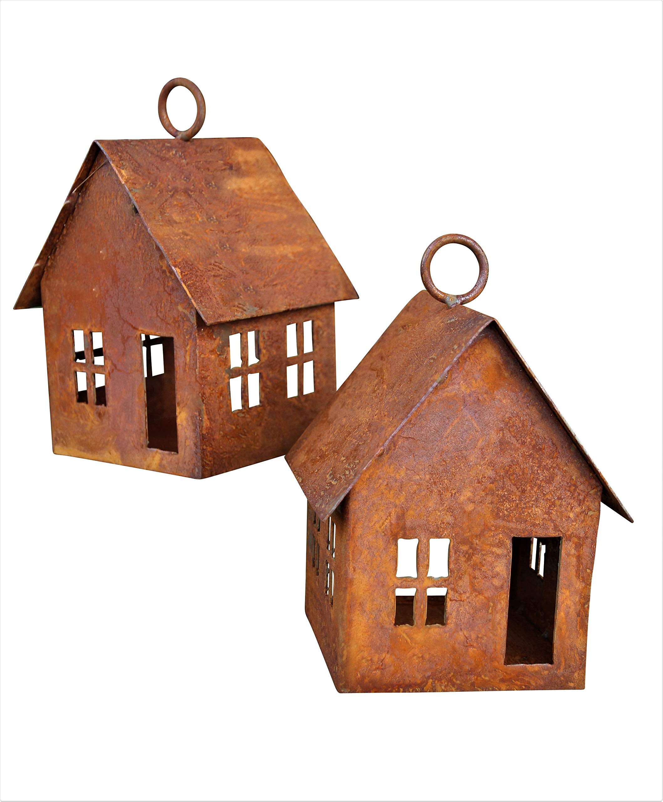 Bornhöft Lantern Set of 2 Patina Light House Candle Holder for Garden Decoration