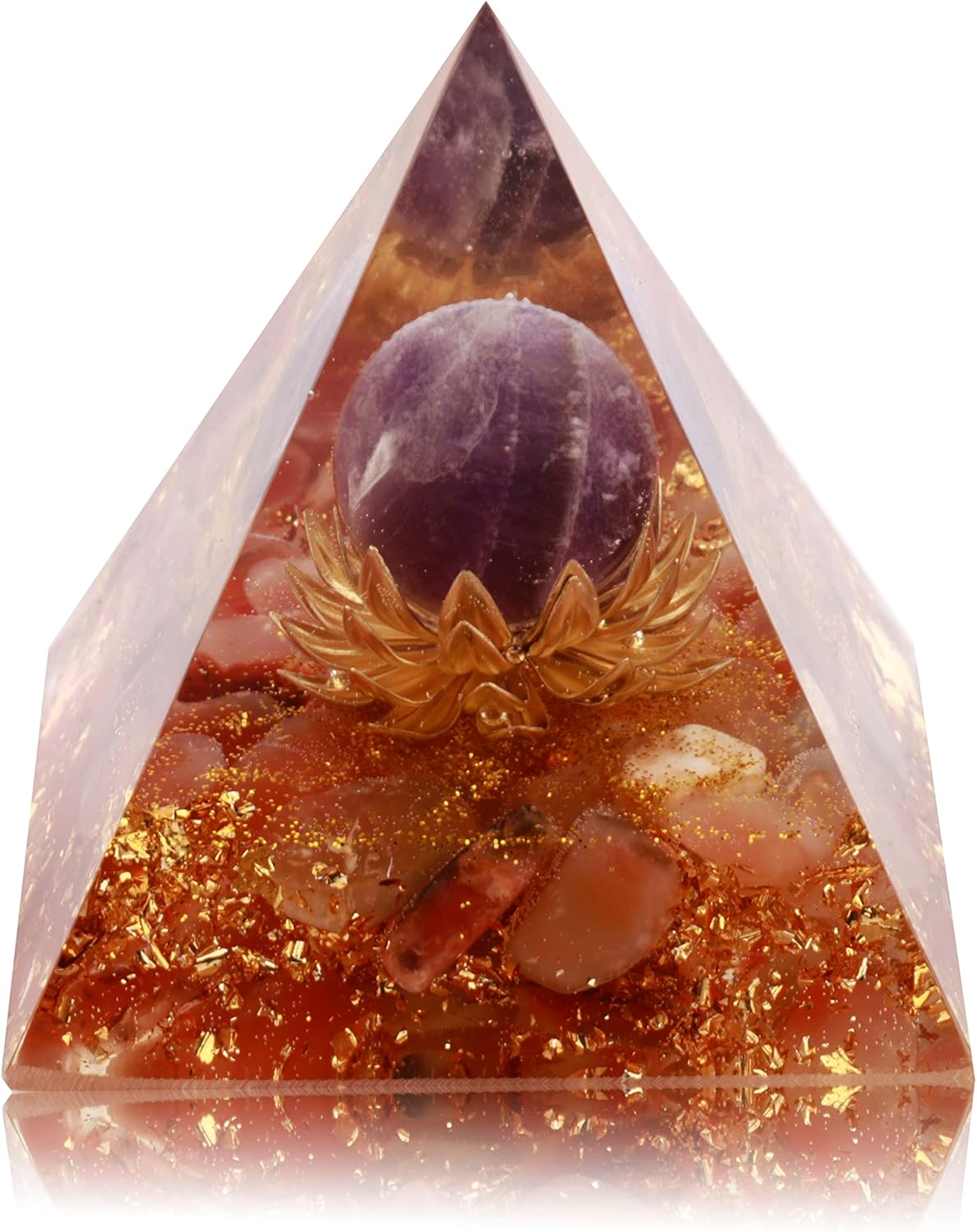 Mixed Media - Yogmudra Orgone Pyramid Postive Energy, Amethyst Chakra Orgonites Pyramid, Orgonite Pyramid for Success, Energy Generator Healing Crystal Pyramid (Red Flower)
