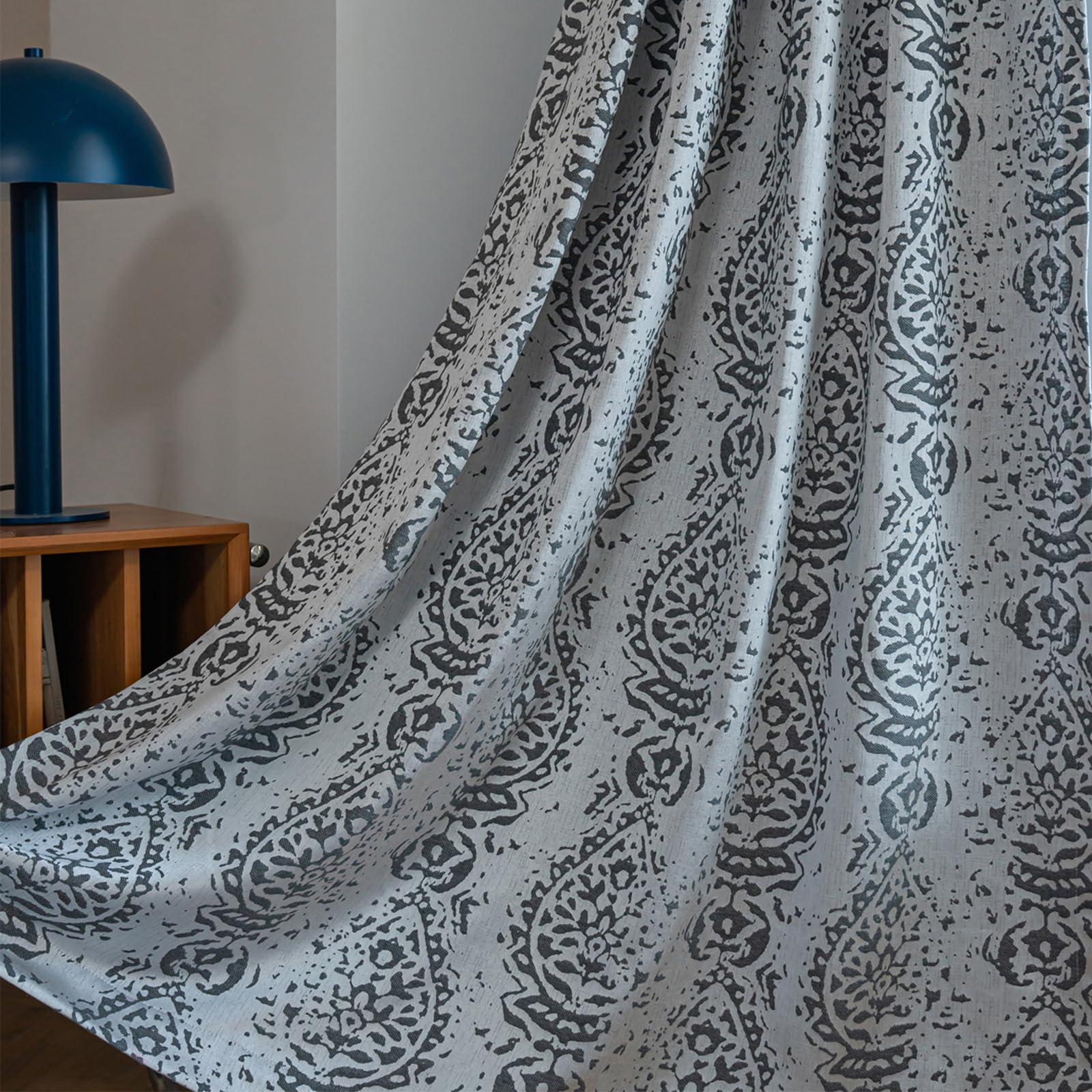 ColorBird Grey Curtains for Living Room Grey Floral Bedroom 96 Inches