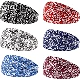 YARIEW 6Pcs Sports Headbands for Women and Men Head Bands Sweatbands | Elastic Bandanas Headbands Hair Wrap Headwrap Wide Thick Workout Yoga Mens Cooling Running Sports Headband
