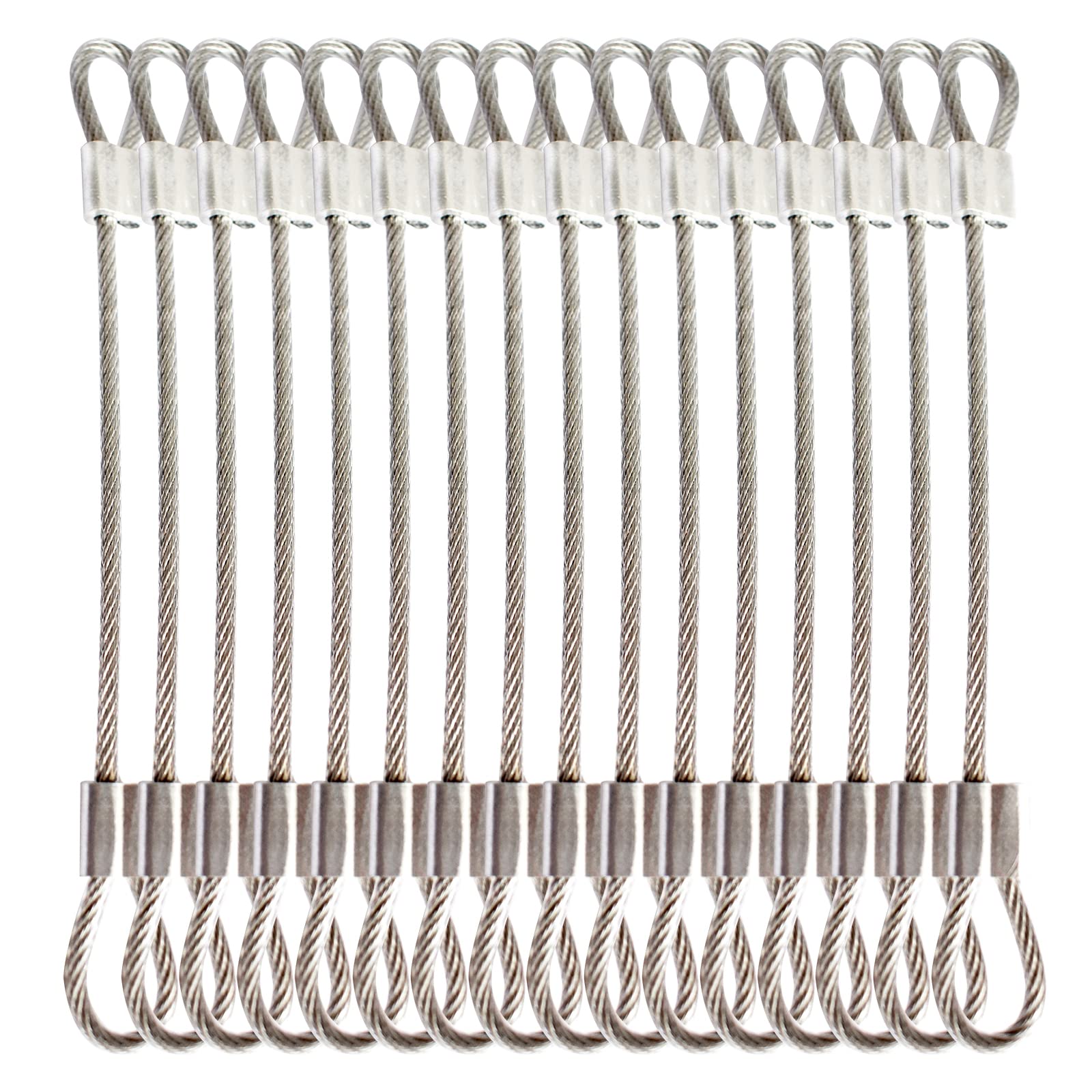 Bytiyar 20 pcs 5.9 inches (15cm) Stainless Steel Wire Rope Lanyard Cable Tether Safety Strap with Braided Steel Rubber Coated and 2 Loops Clear