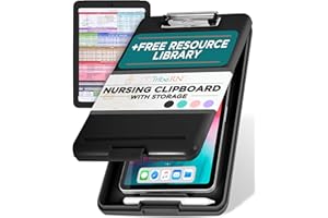 Tribe RN Nursing Clipboard with Storage - Medical Clipboard Nursing Essentials for Nurses and Nursing Students School Supplies with Quick Access Reference Guide (Black)