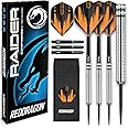 RED DRAGON Raider Series: 23 Gram Steel Tip Tungsten Darts Set - Professional Darts with Shafts (Stems), Flights and Checkout Card - Choice of Colour Available