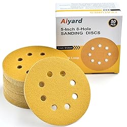 Aiyard 5-Inch 8-Hole Hook and Loop Sanding Discs