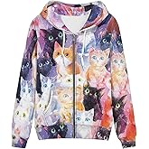 Grapgicjoy Zip Up Hoodies For Women Printed Zipper Hoodie Sweatshirt Casual Long Sleeve Fall Thin Jacket Coat