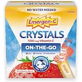 Emergen-C Crystals, On-the-Go Emergen-C Immune Support Supplement with Vitamin C, B Vitamins, Zinc and Manganese, Strawberry 