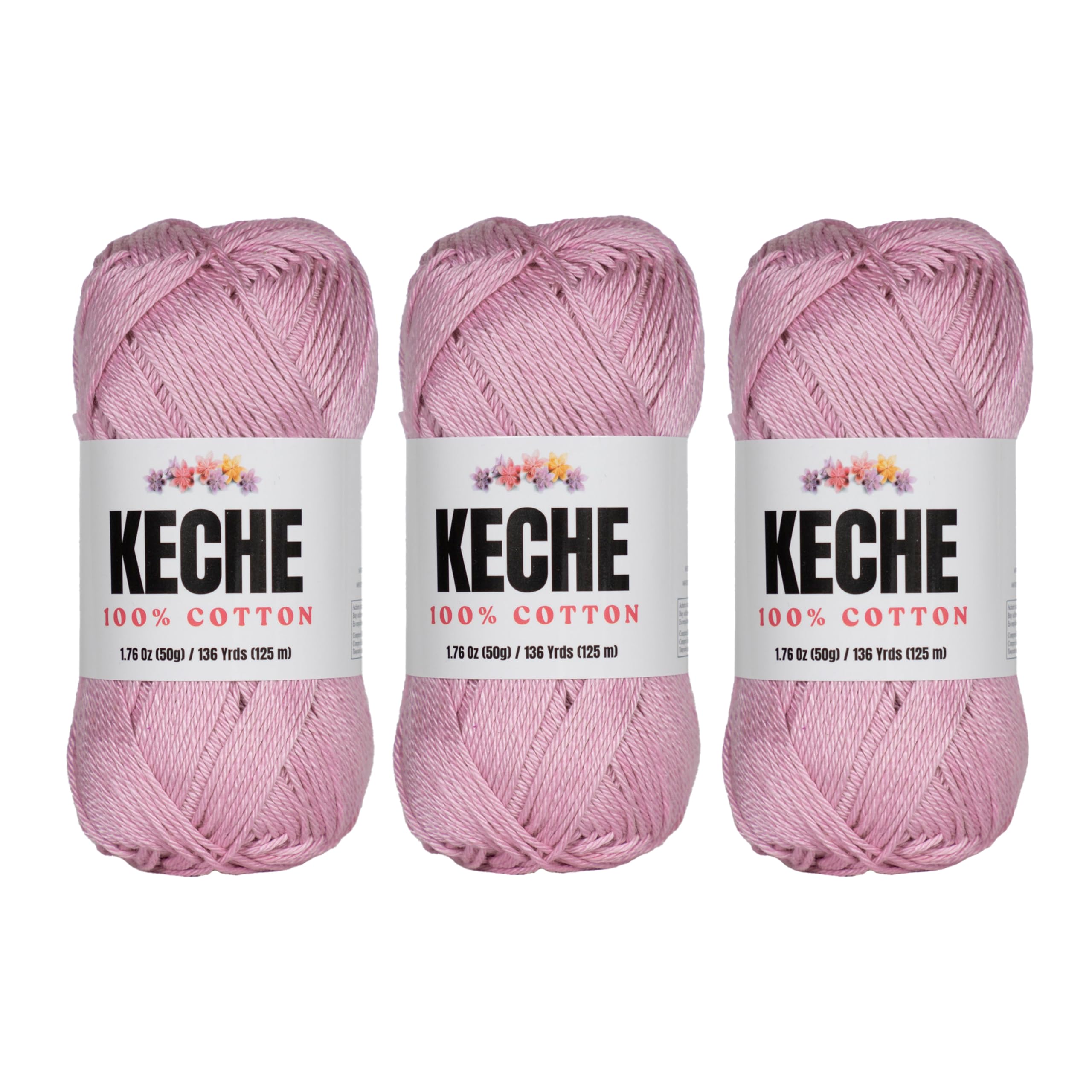 Photo 1 of Cotton Yarn - 100% Cotton Yarn for Crocheting and Knitting, Mercerized Cotton Amigurumi Yarn Fine-Sport 2 1.76 oz (50g) / 136 Yrds (125 m) 3 Skeins - Lilac