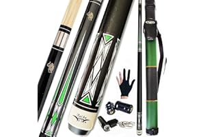 Tai ba cues 2-Piece Pool cue Stick + Hard Case, 13mm Tip, 58", Hardwood Canadian Maple Professional Billiard Pool Cue Stick 18,19,20,21,22 Oz Pool Stick (Selectable)-Blue, Black, Red, Gray, Green