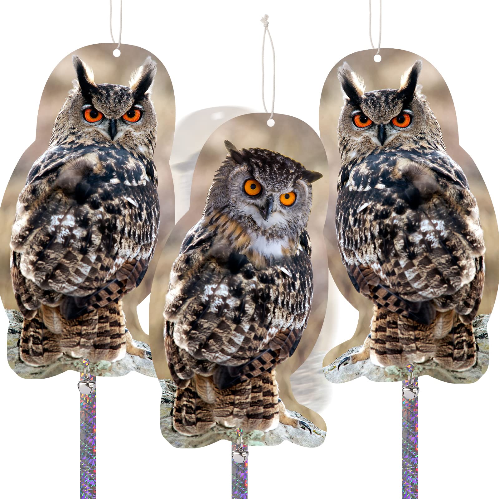 Kungfu Mall Pigeon Repellent for Balcony, Bird Repellent, Raven Dummy, Plastic Owl with Reflective Tape, Birds Repellent, Pack of 3