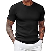 COOFANDY Men's T- Shirts Casual Short Sleeve Crewneck Shirts Solid Textured Knit Pullover Tees