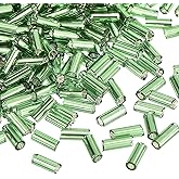 uxcell 1300Pcs Glass Bugle Beads, 4x1.7mm Tube Mini Loose Glass Seed Spacer Bead for DIY Earrings Necklaces Bracelets Jewelry Making (Dark Green)