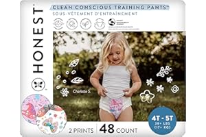 The Honest Company Clean Conscious Training Pants for Sensitive Skin | Hypoallergenic, Fragrance Free | Magical Moments + Butterfly Kisses | Size 4T/5T (38+ lbs), 48 Count