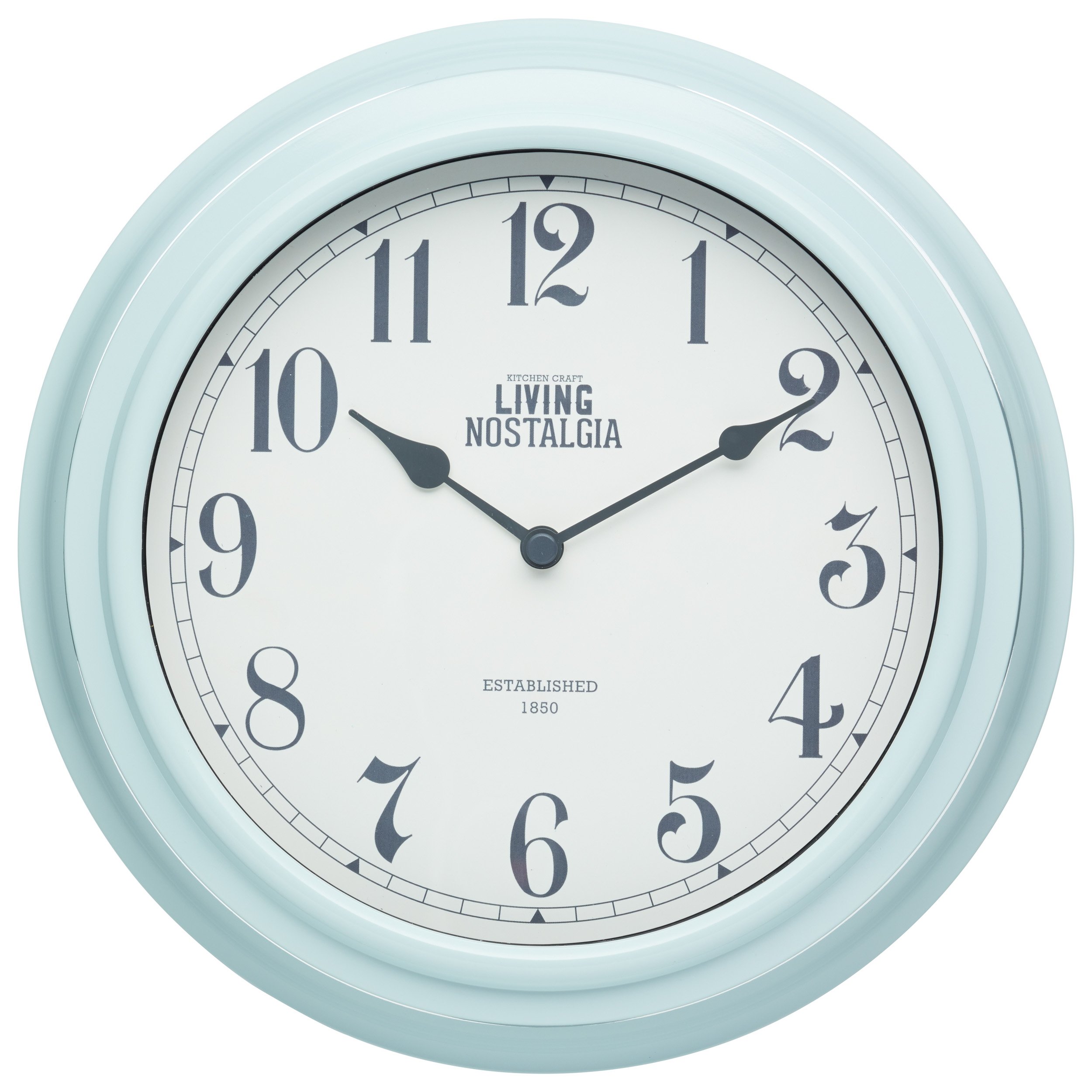 KitchenCraft Living Nostalgia Analogue Wall Clock, 25.5 cm (1") - Vintage Blue