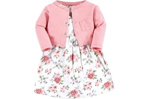 Hudson baby Infant and Toddler Girl Cotton Dress and Cardigan SetCasual Dress