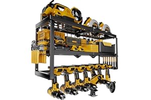 Amoowis Power Tool Organizer, 7 Drill Holder for Tool Organizer, Storage and Organization for Garage, Heavy Duty Metal Tool Shelf Utility Rack for Cordless Power Tools Suitable for Pegboard/Workshop
