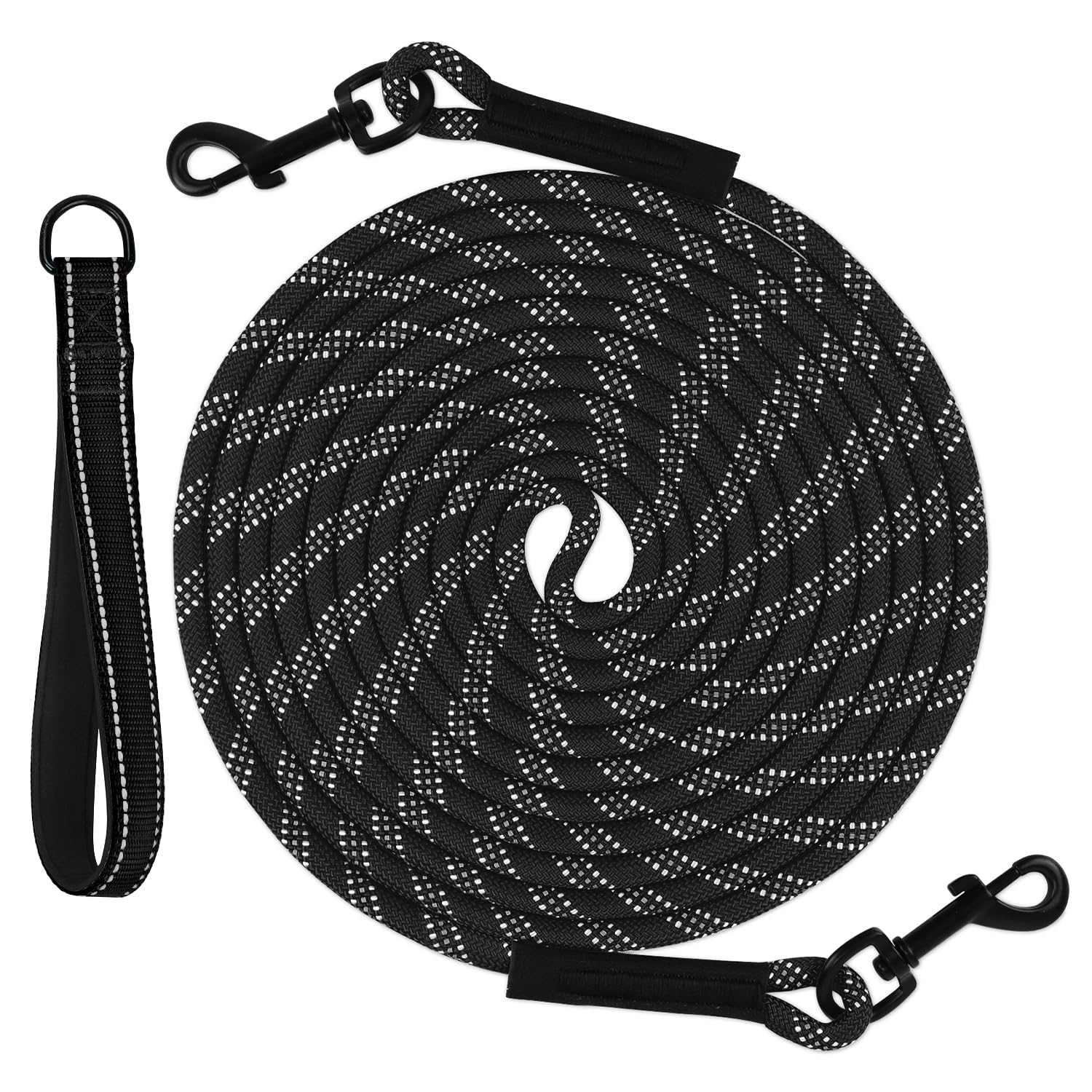 Taglory Training Lead for Dogs 10 m, Reflective Long Rope Tie Out, for Small Medium Large Dogs, Black