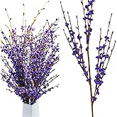 Wootkey 5 Pcs 29.5" Long Jasmine Artificial Flowers Fake Purple Flower Bouquet Branches Stem for Table Centerpieces DIY Floral Art Plant Home Office Wedding Dining Decoration (Deep Purple)