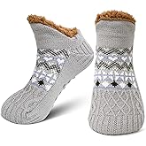 ZAKASA Fuzzy Slipper Socks for Men Women Winter Warm Fluffy Cozy Thick Fleece Lined Comfy Non Slip Cabin House Socks Indoor