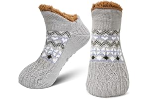 CaiDieNu Fuzzy Slipper Socks for Men Women with Grippers, House Slippers Winter Cozy Warm Thick Non-Slip Fuzzy Thermal Socks